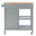 Chariot de cuisine roulant 1 porte, 2 tiroirs, 2 étagères au charme rustique - 33,5L x 16,9P x 35H