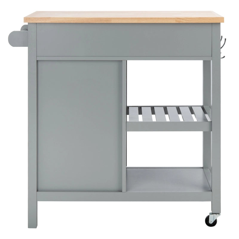 Chariot de cuisine roulant 1 porte, 2 tiroirs, 2 étagères au charme rustique - 33,5L x 16,9P x 35H