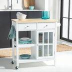 Chariot de cuisine roulant 1 porte, 2 tiroirs, 2 étagères au charme rustique - 33,5L x 16,9P x 35H