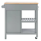 Chariot de cuisine roulant 1 porte, 2 tiroirs, 2 étagères au charme rustique - 33,5L x 16,9P x 35H