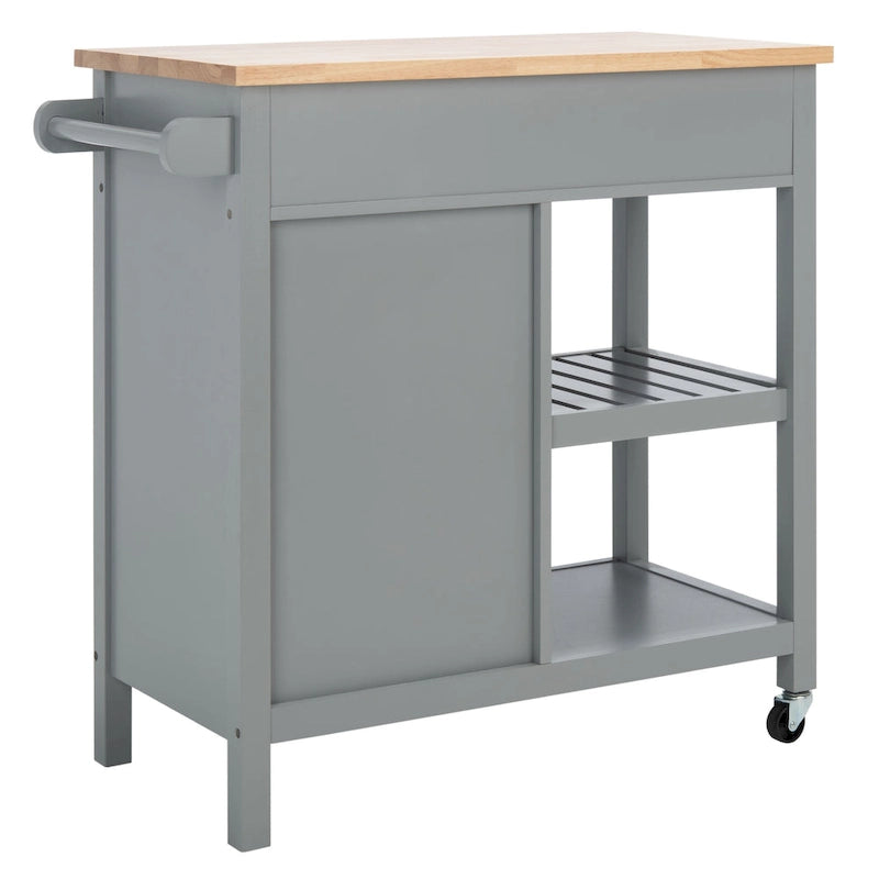 Chariot de cuisine roulant 1 porte, 2 tiroirs, 2 étagères au charme rustique - 33,5L x 16,9P x 35H