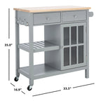 Chariot de cuisine roulant 1 porte, 2 tiroirs, 2 étagères au charme rustique - 33,5L x 16,9P x 35H