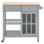 Chariot de cuisine roulant 1 porte, 2 tiroirs, 2 étagères au charme rustique - 33,5L x 16,9P x 35H
