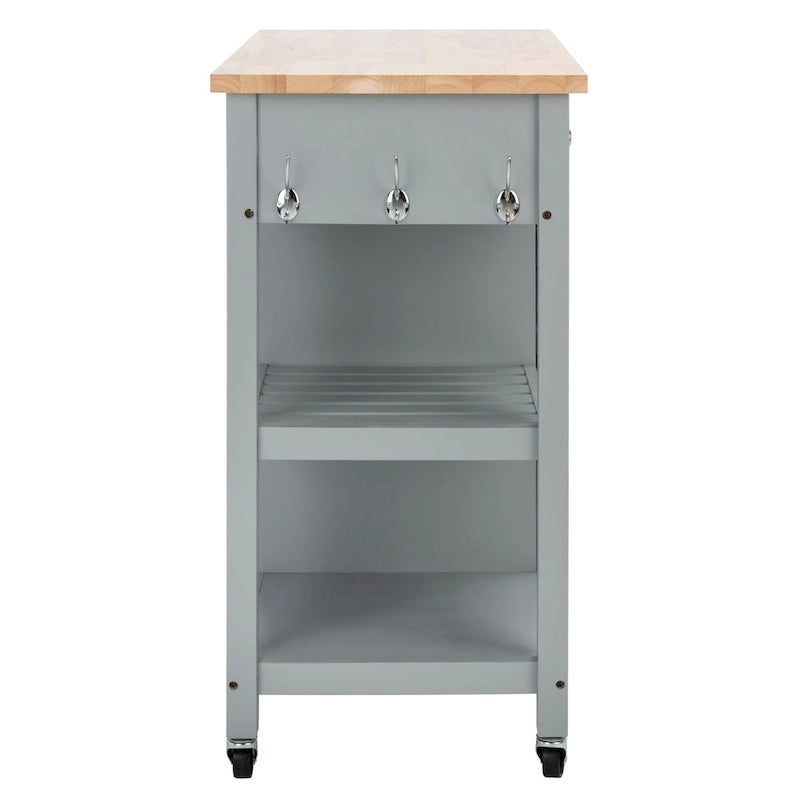 Chariot de cuisine roulant 1 porte, 2 tiroirs, 2 étagères au charme rustique - 33,5L x 16,9P x 35H