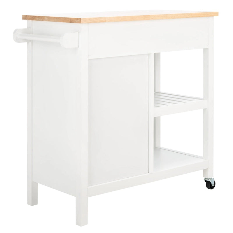 Chariot de cuisine roulant 1 porte, 2 tiroirs, 2 étagères au charme rustique - 33,5L x 16,9P x 35H