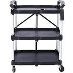 Chariot de service pliable à 3 niveaux, capacité de charge de 22,7 kg par étagère - 65x39x83 cm (LxlxH)
