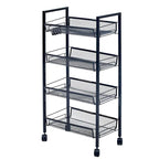 Chariot de rangement utilitaire en maille à 4 niveaux avec cadre résistant à la rouille - 17,4x10,24x33,27 po