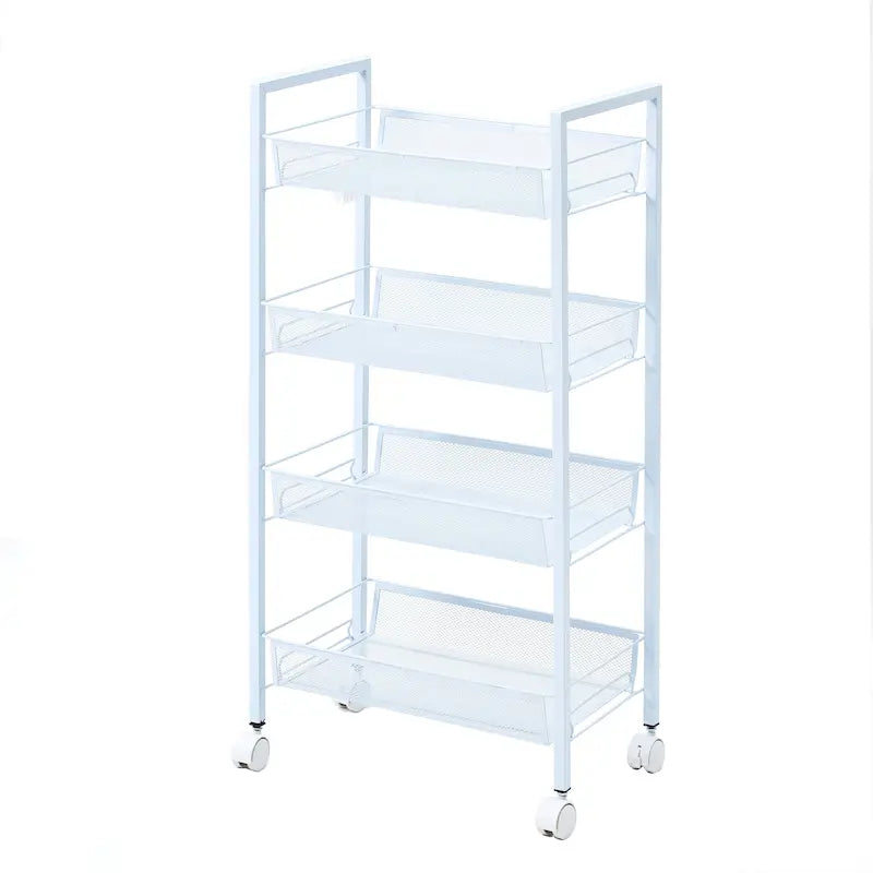 Chariot de rangement utilitaire en maille à 4 niveaux avec cadre résistant à la rouille - 17,4x10,24x33,27 po