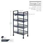Chariot de rangement utilitaire en maille à 4 niveaux avec cadre résistant à la rouille - 17,4x10,24x33,27 po