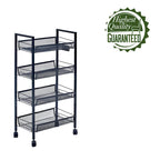Chariot de rangement utilitaire en maille à 4 niveaux avec cadre résistant à la rouille - 17,4x10,24x33,27 po