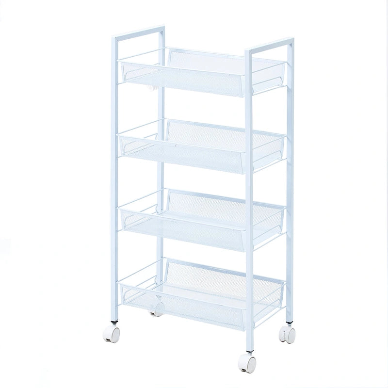 Chariot de rangement utilitaire en maille à 4 niveaux avec cadre résistant à la rouille - 17,4x10,24x33,27 po
