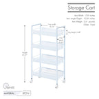 Chariot de rangement utilitaire en maille à 4 niveaux avec cadre résistant à la rouille - 17,4x10,24x33,27 po