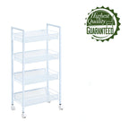Chariot de rangement utilitaire en maille à 4 niveaux avec cadre résistant à la rouille - 17,4x10,24x33,27 po