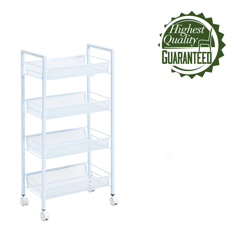 Chariot de rangement utilitaire en maille à 4 niveaux avec cadre résistant à la rouille - 17,4x10,24x33,27 po