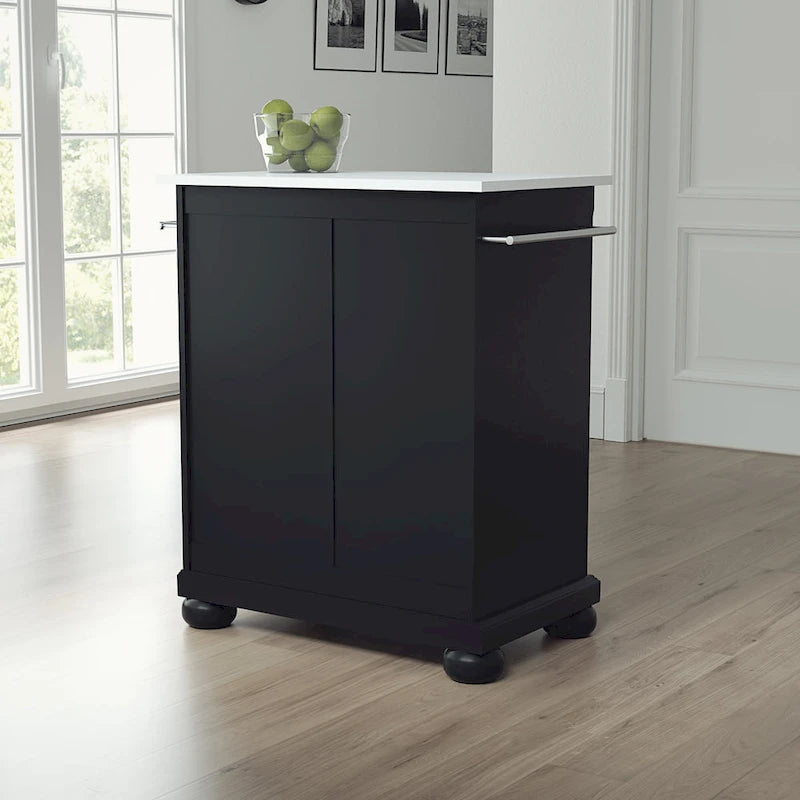 Îlot de cuisine portable avec dessus en granit massif, armoire et tiroir - 31W x 18D x 35.5H