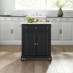 Chariot de cuisine portable en granit blanc avec tiroir et roulettes, finition noire 31x18x35