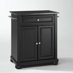 Îlot de cuisine portable avec dessus en granit noir et fini noir – 31 po l. x 18 po p. x 33,5 po h.