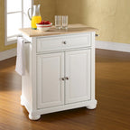 Crosley Alexandria Wood Top Portable Kitchen Island in White Finish - 18d x 31w x 33.5h
