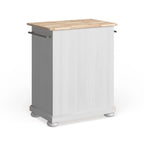 Îlot de cuisine portable avec plateau en bois, placard et tiroir - Finition blanche - 31 larg. x 18 prof. x 33,5 haut.