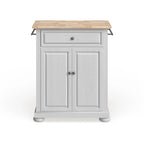Îlot de cuisine portable avec plateau en bois, placard et tiroir - Finition blanche - 31 larg. x 18 prof. x 33,5 haut.