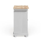 Îlot de cuisine portable avec plateau en bois, placard et tiroir - Finition blanche - 31 larg. x 18 prof. x 33,5 haut.