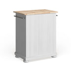Îlot de cuisine portable avec plateau en bois, placard et tiroir - Finition blanche - 31 larg. x 18 prof. x 33,5 haut.