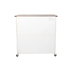 Desserte de cuisine moderne de style ferme avec porte de grange et 2 armoires – Blanc et marron foncé – 35x18x35,75