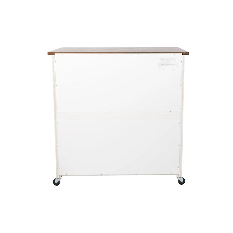 Desserte de cuisine moderne de style ferme avec porte de grange et 2 armoires – Blanc et marron foncé – 35x18x35,75