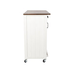 Desserte de cuisine moderne de style ferme avec porte de grange et 2 armoires – Blanc et marron foncé – 35x18x35,75