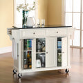 Desserte de cuisine pleine grandeur avec dessus en granite noir, 3 armoires et 2 tiroirs - Blanc - 51,5 L x 18 P x 36 H