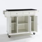 Desserte de cuisine pleine grandeur avec dessus en granite noir, 3 armoires et 2 tiroirs - Blanc - 51,5 L x 18 P x 36 H