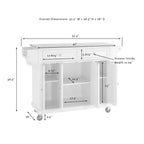 Desserte de cuisine pleine grandeur avec dessus en granite noir, 3 armoires et 2 tiroirs - Blanc - 51,5 L x 18 P x 36 H