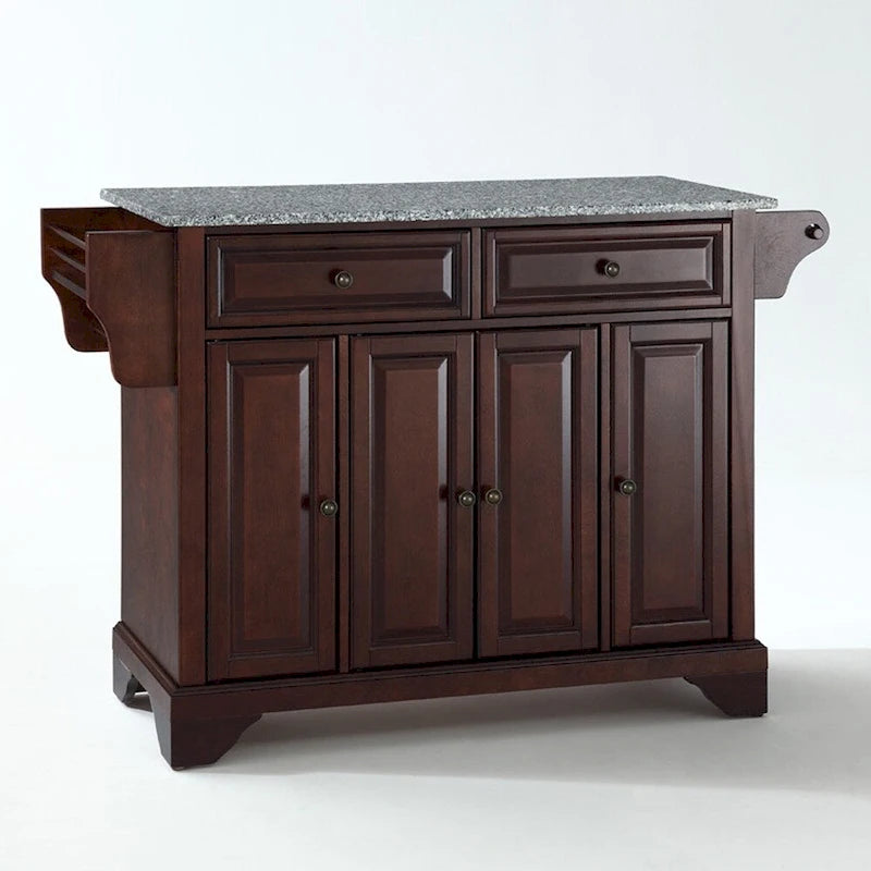 Îlot de cuisine portable avec dessus en granit massif et finition acajou - 31L x 18P x 35H