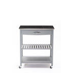 Desserte de cuisine îlot à 2 niveaux de 38 pouces, étagère, plateau en acier, roulettes verrouillables, gris - 19L x 30.5W x 35.75H