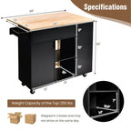 Îlot de cuisine abattant avec plateau en bois d'hévéa – 49 x 30 x 36 (L x l x H)