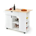 Îlot de cuisine abattant avec plateau en bois d'hévéa – 49 x 30 x 36 (L x l x H)