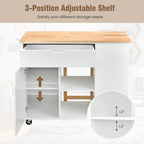 Îlot de cuisine abattant avec plateau en bois d'hévéa – 49 x 30 x 36 (L x l x H)