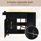 Îlot de cuisine abattant avec plateau en bois d'hévéa – 49 x 30 x 36 (L x l x H)