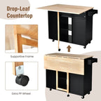 Îlot de cuisine abattant avec plateau en bois d'hévéa – 49 x 30 x 36 (L x l x H)