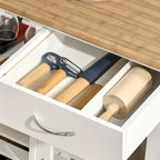 Îlot de cuisine en bois roulant avec rangement et porte-verres - N/A