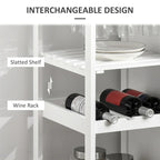 Îlot de cuisine en bois roulant avec rangement et porte-verres - N/A