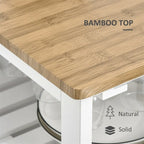 Îlot de cuisine en bois roulant avec rangement et porte-verres - N/A
