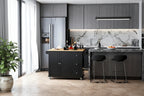 Mobile Kitchen Island with Drop Leaf, Towel Rack and 3 Drawers
