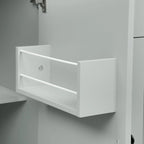 Îlot de cuisine roulant de 53,9 po de largeur avec abattant et armoire coulissante à 3 niveaux