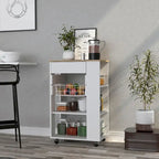 Desserte de cuisine pour cuisine, salle à manger, salon, blanc / chêne clair