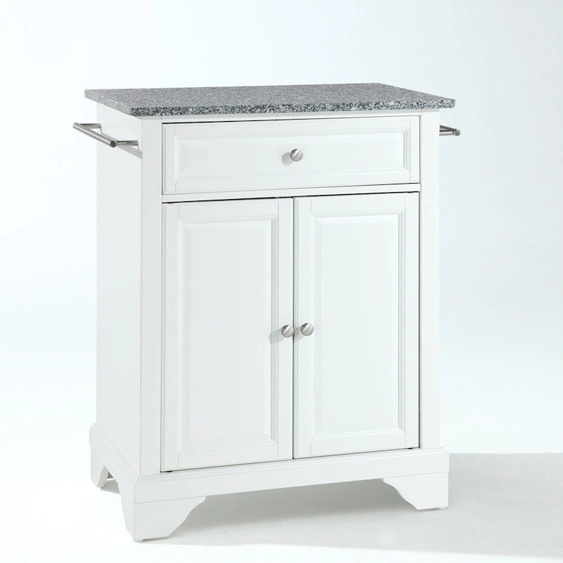 Îlot de cuisine portable avec dessus en granit massif et finition blanche - 31W x 18D x 35H