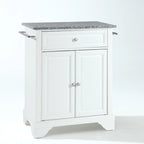 Îlot de cuisine portable avec dessus en granit massif et finition blanche - 31W x 18D x 35H