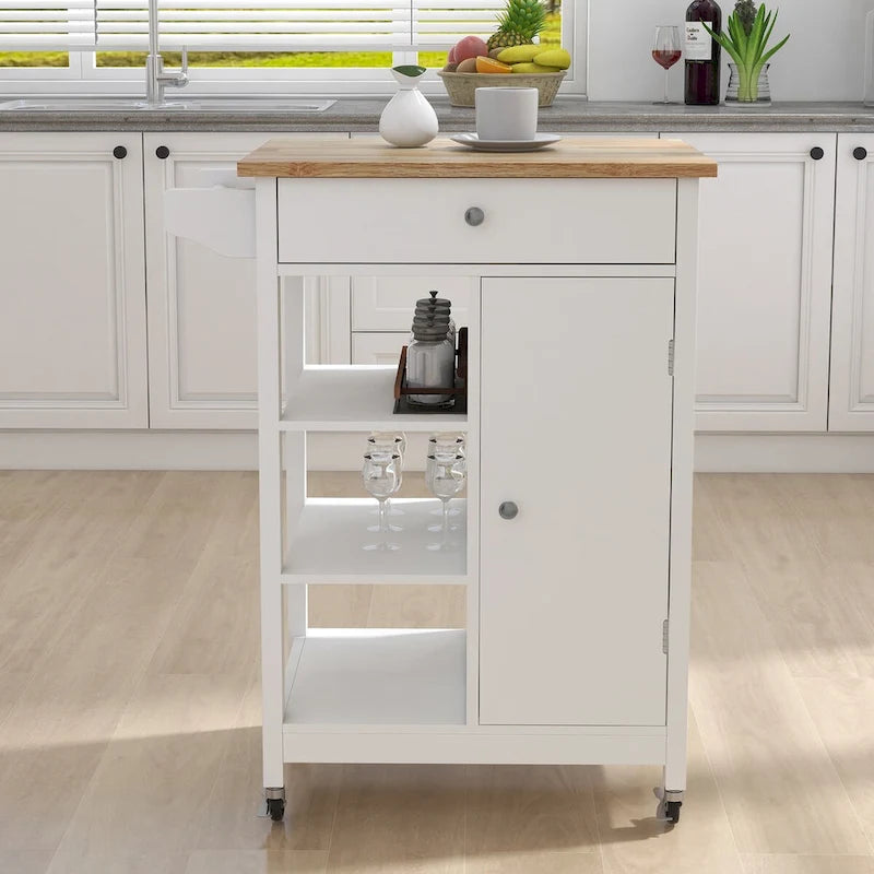Desserte de cuisine roulante avec étagères réglables et porte-serviettes – 66L * 39,5l * 86,5H cm