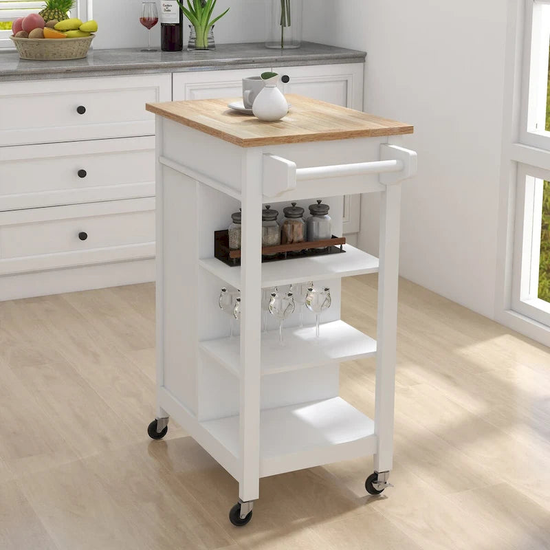 Desserte de cuisine roulante avec étagères réglables et porte-serviettes – 66L * 39,5l * 86,5H cm