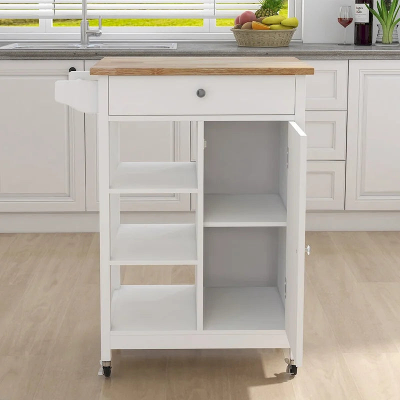 Desserte de cuisine roulante avec étagères réglables et porte-serviettes – 66L * 39,5l * 86,5H cm